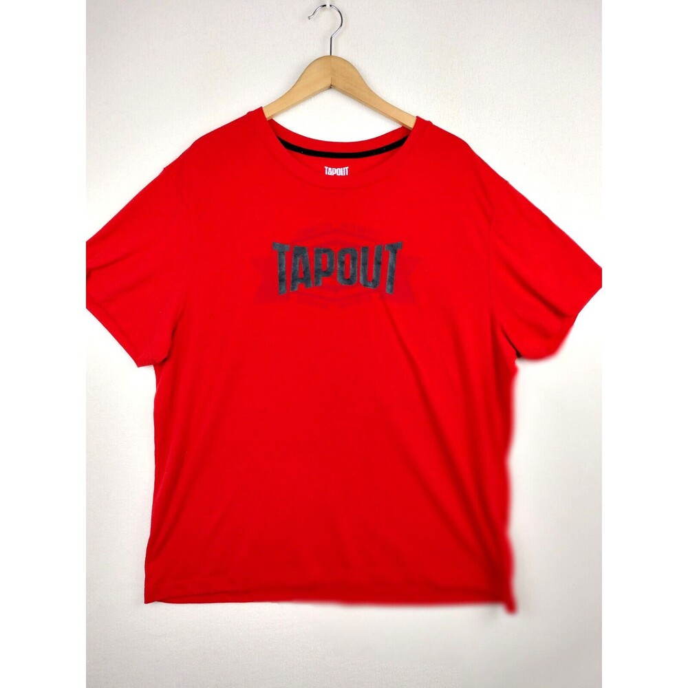 Tapout MMA Shirt Mens XXL Red Black Graphic Y2K Spellout Logo Gym Tee Martial